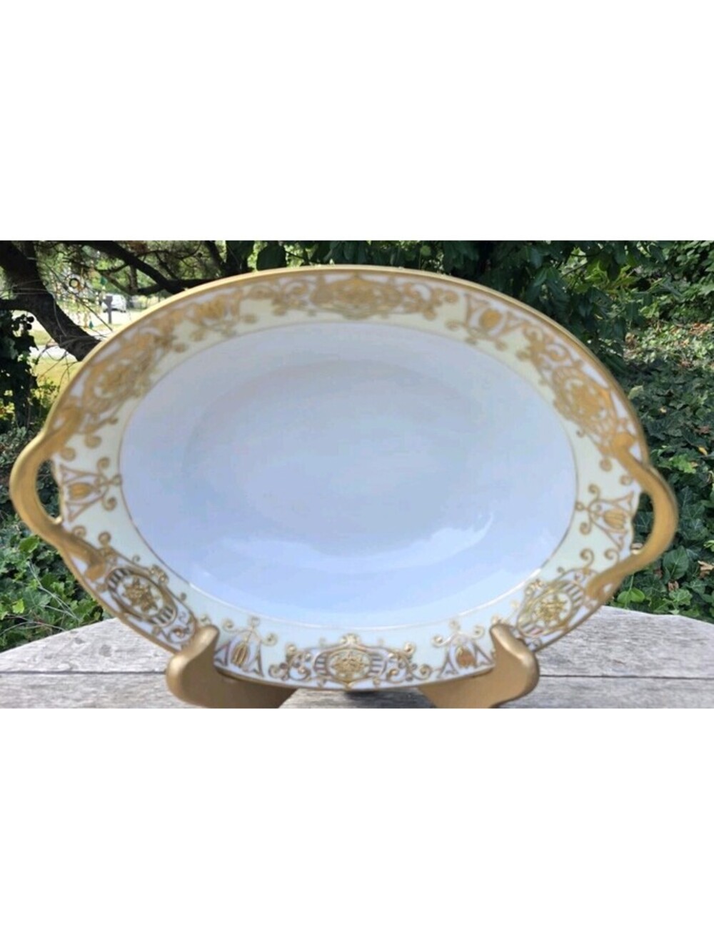 Vintage NORITAKE CHRISTMAS BALL 16034 OVAL Veggie Bowl Handles 10 1/2” 22K Gold